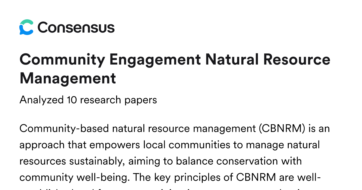 Community Engagement Natural Resource Management - Consensus