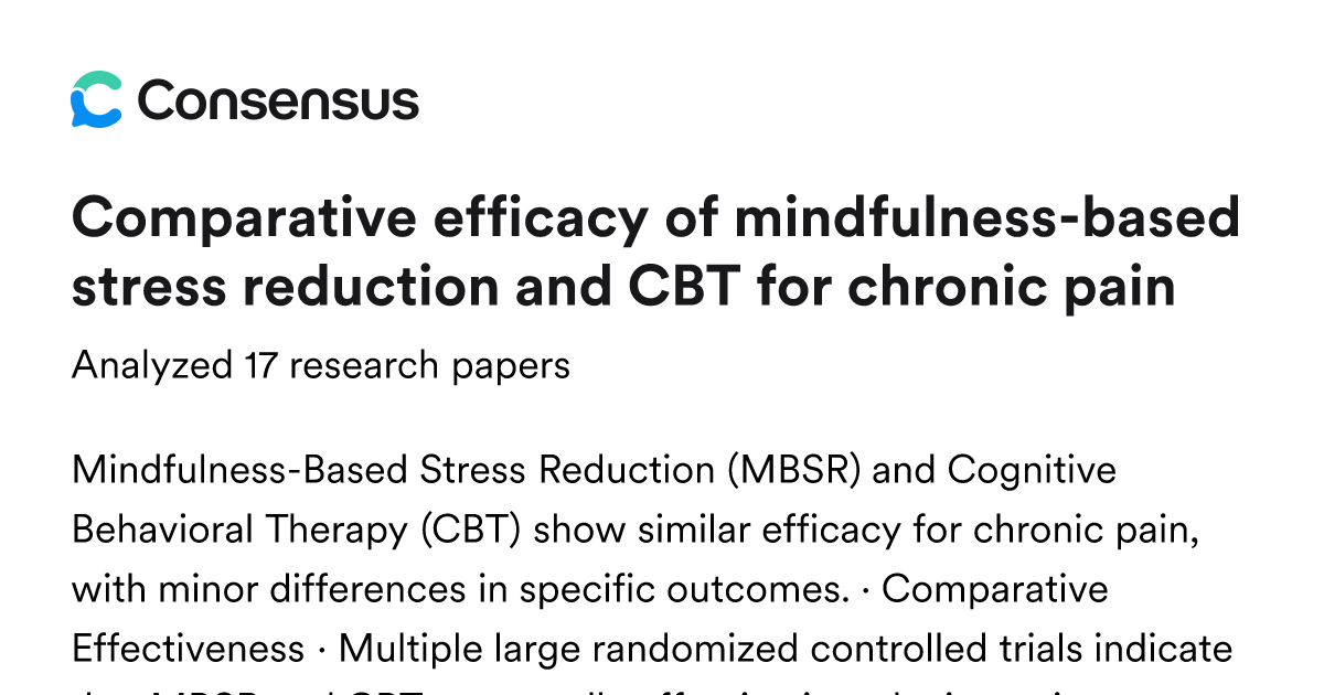 Comparative efficacy of mindfulness-based stress reduction and CBT for ...