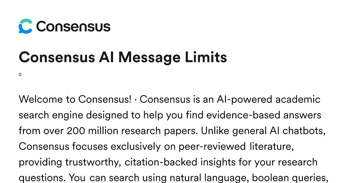 Consensus AI Message Limits - Consensus