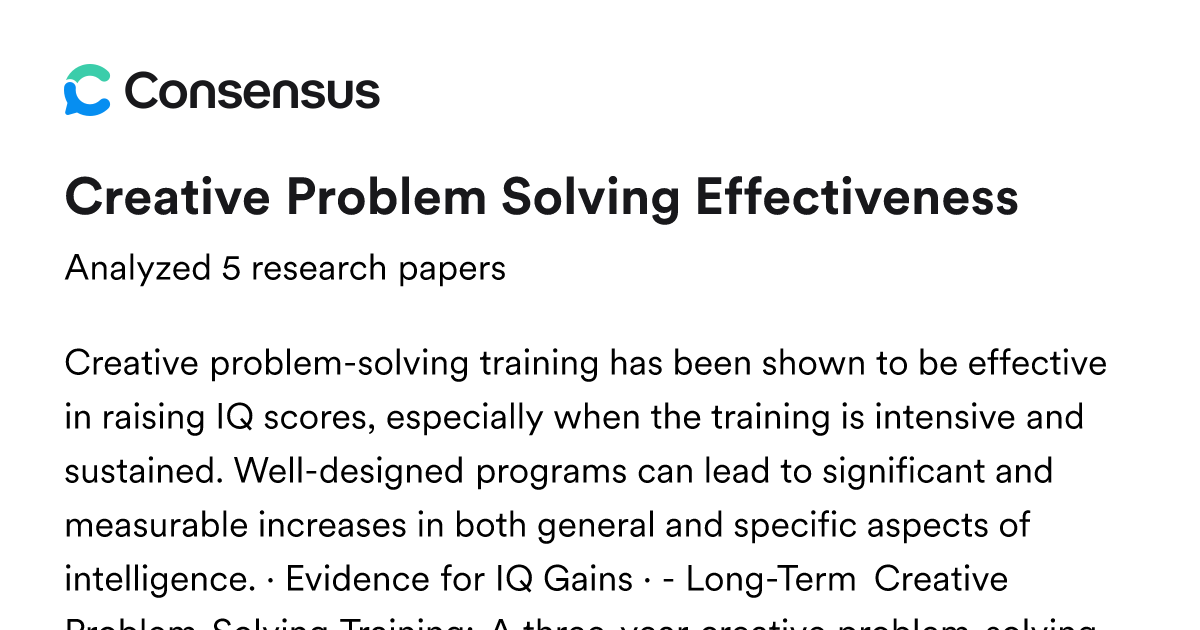 Creative Problem Solving Effectiveness - Consensus
