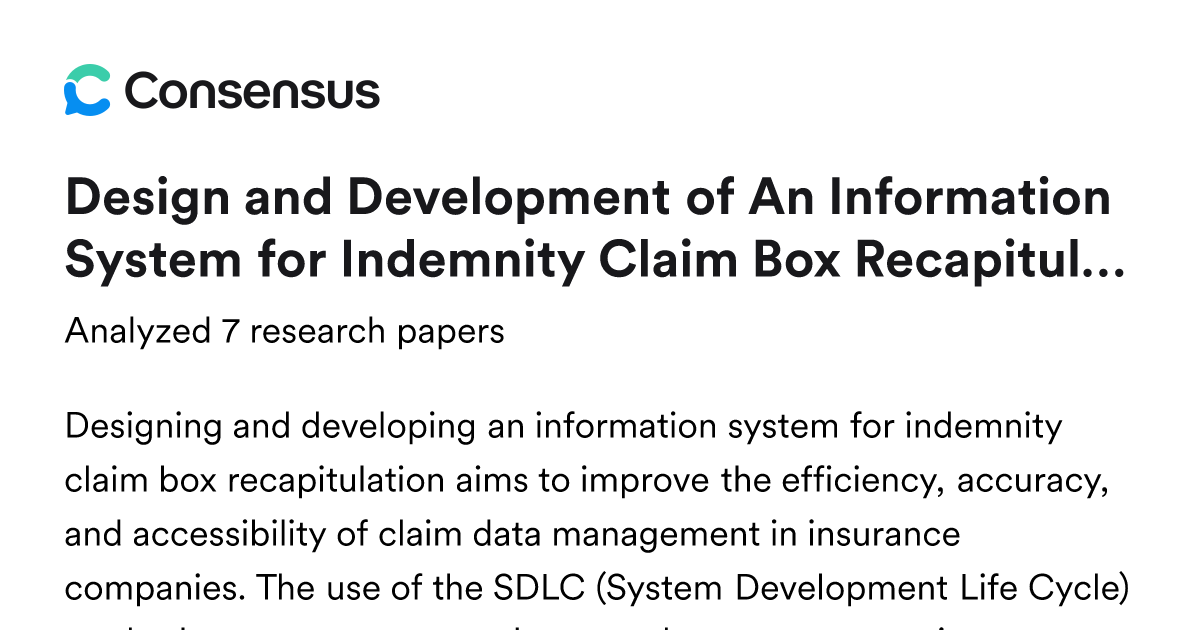 Design and Development of An Information System for Indemnity Claim Box ...
