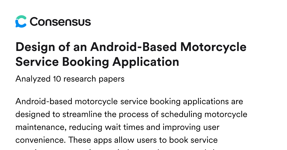 Design of an Android-Based Motorcycle Service Booking Application ...