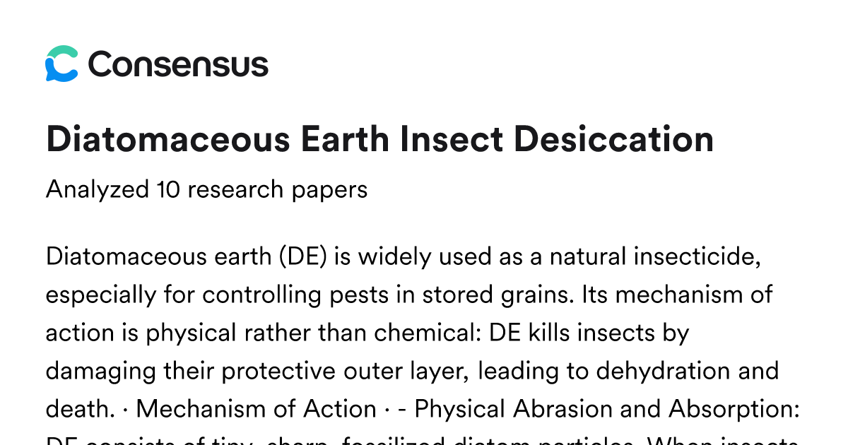 Diatomaceous Earth Insect Desiccation - Consensus