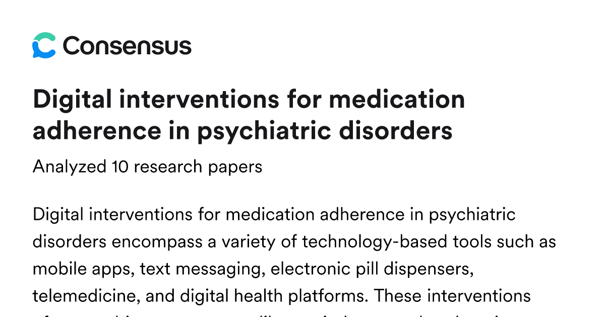 Digital interventions for medication adherence in psychiatric disorders ...