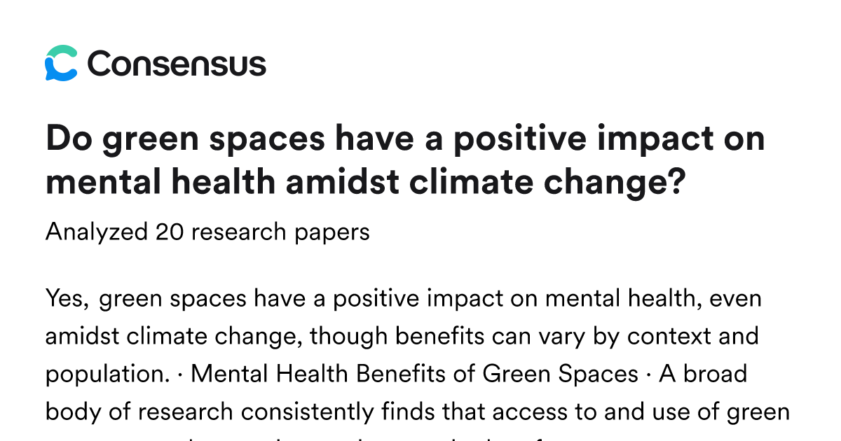 Do green spaces have a positive impact on mental health amidst climate ...