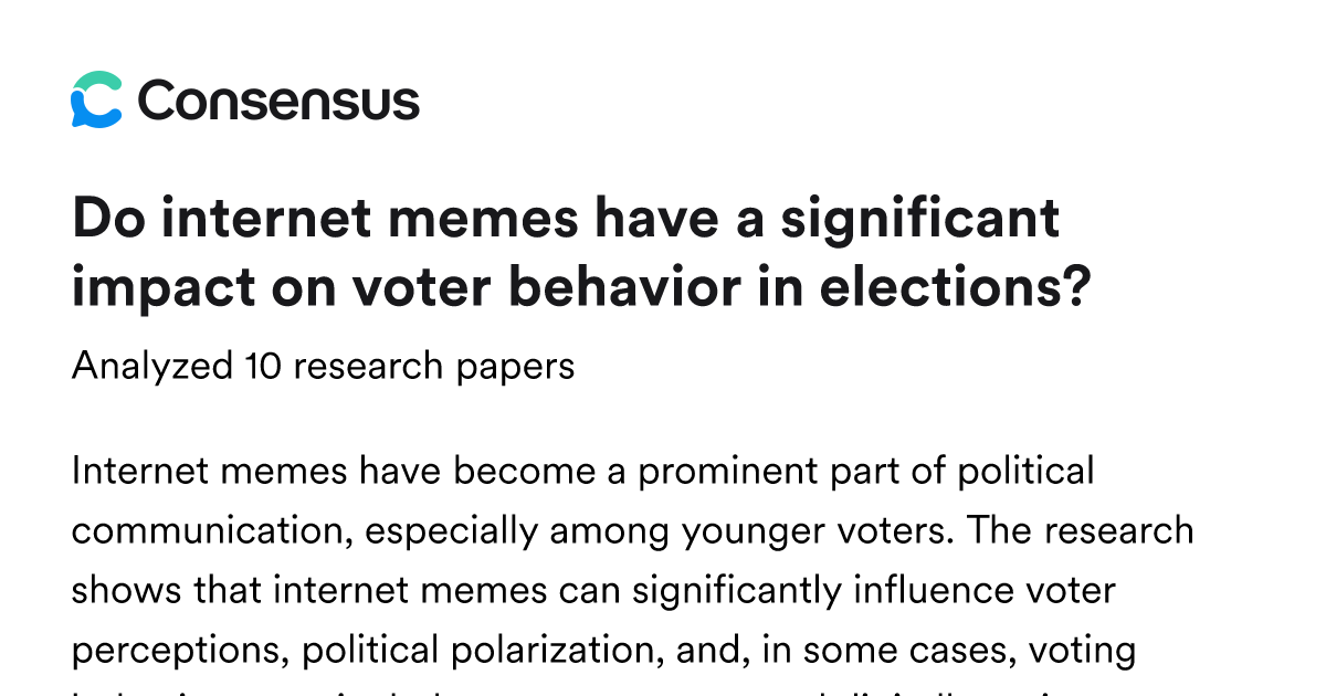 Do internet memes have a significant impact on voter behavior in ...