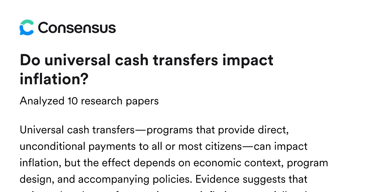 Do universal cash transfers impact inflation? - Consensus