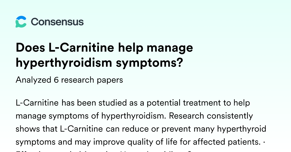is l carnitine safe for hypothyroidism Role of carnitine in disease | Nutrition & Metabolism main image 1