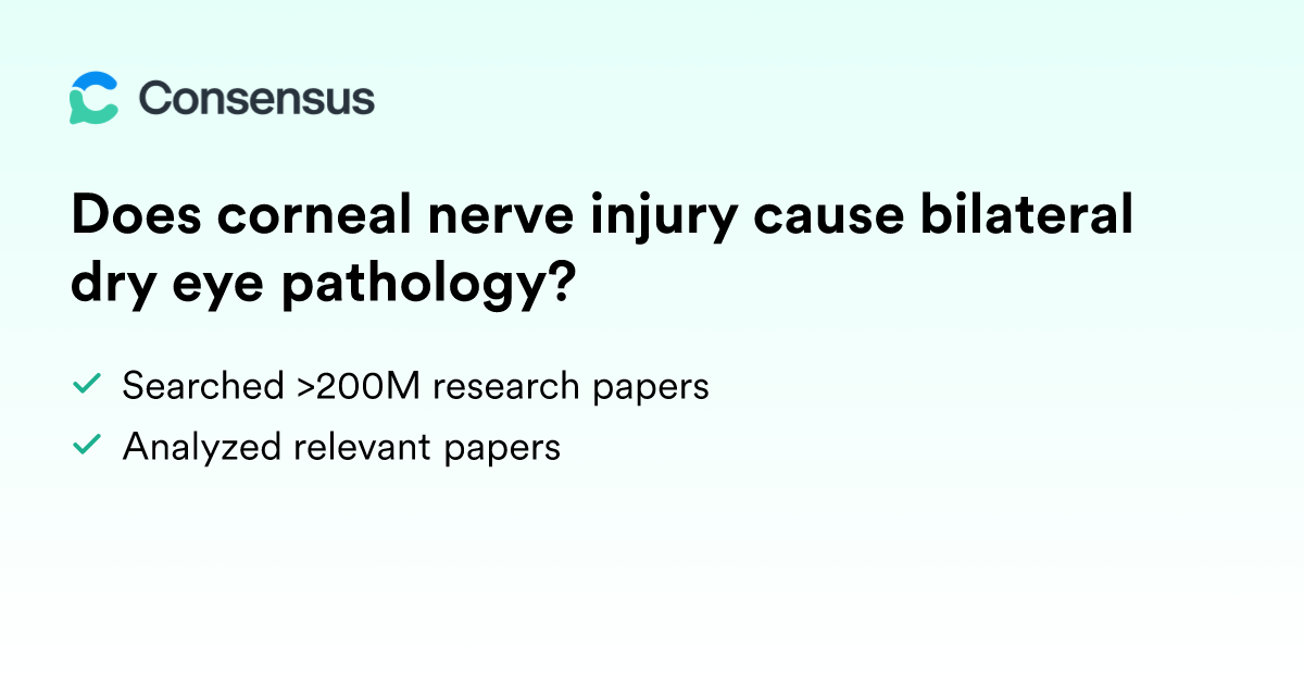 Does corneal nerve injury cause bilateral dry eye pathology? - Consensus
