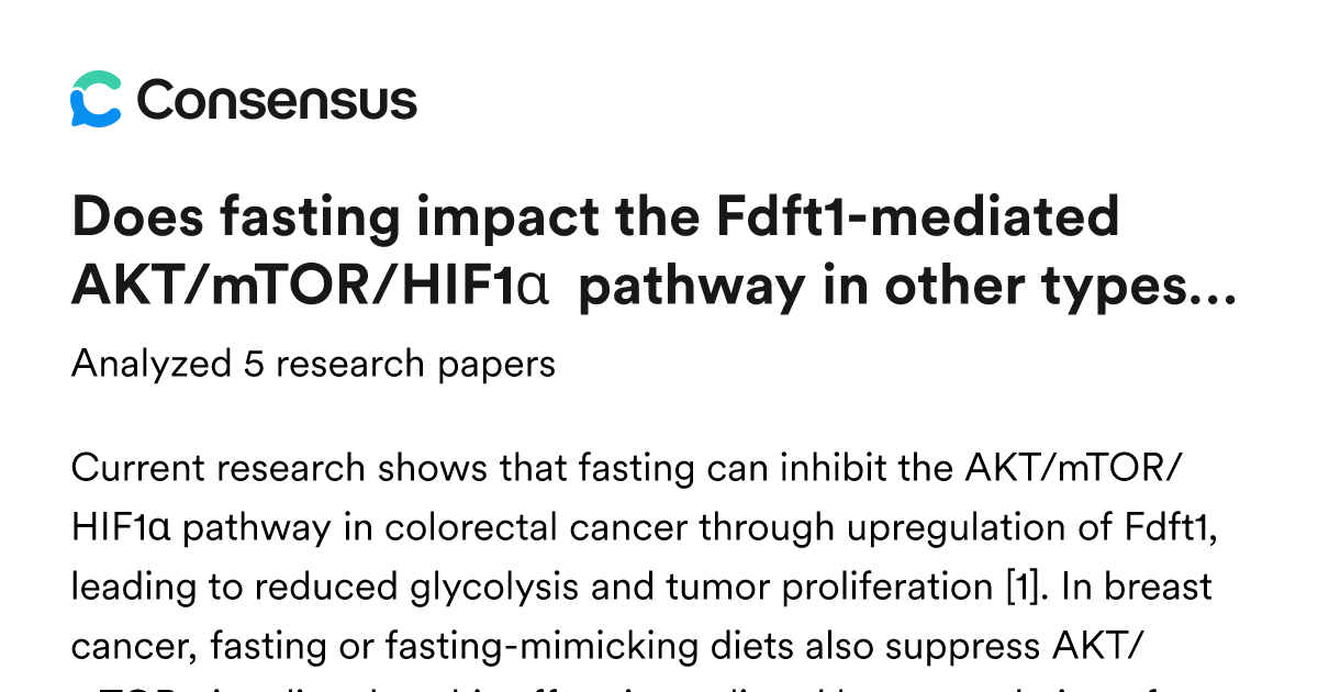 Does fasting impact the Fdft1-mediated AKT/mTOR/HIF1α pathway in other ...