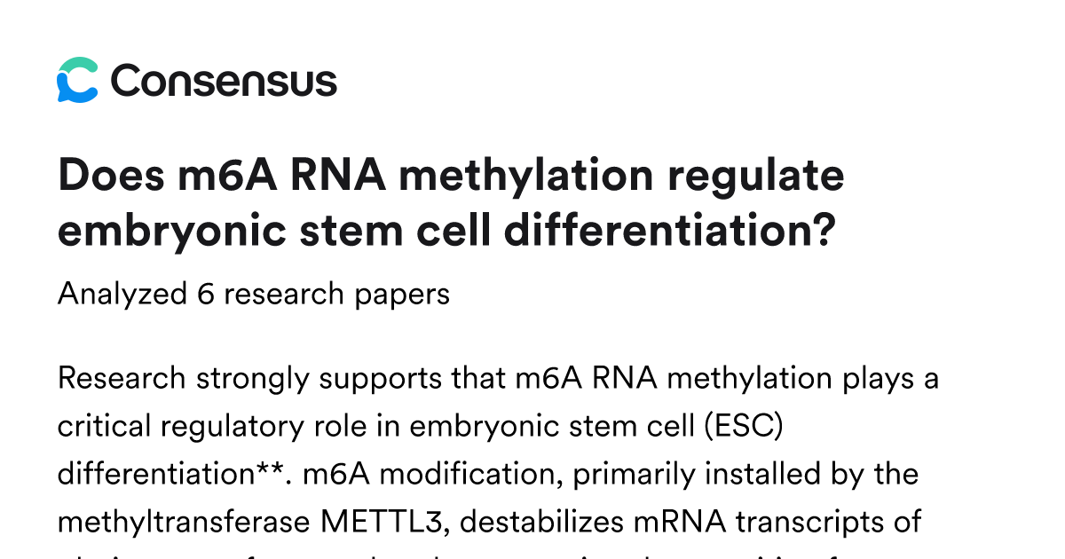 Does m6A RNA methylation regulate embryonic stem cell differentiation ...