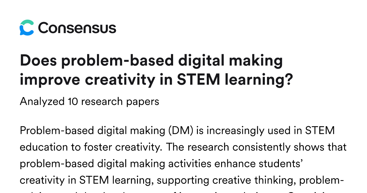 Does problem-based digital making improve creativity in STEM learning ...