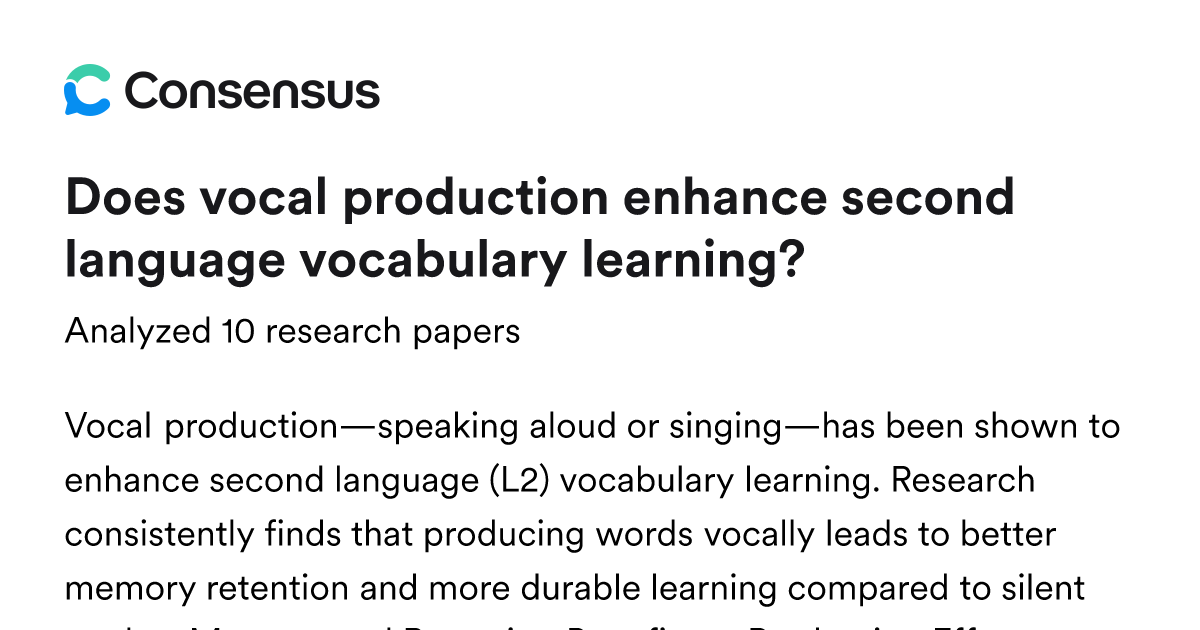 Does vocal production enhance second language vocabulary learning ...