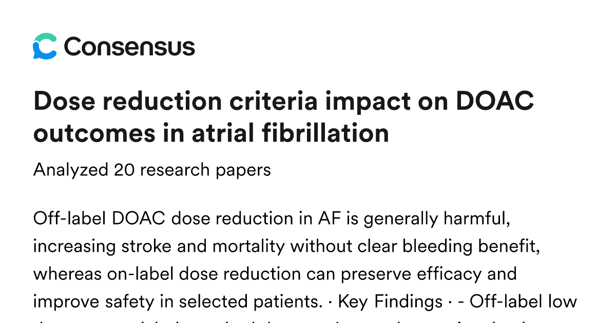 Dose reduction criteria impact on DOAC outcomes in atrial fibrillation ...