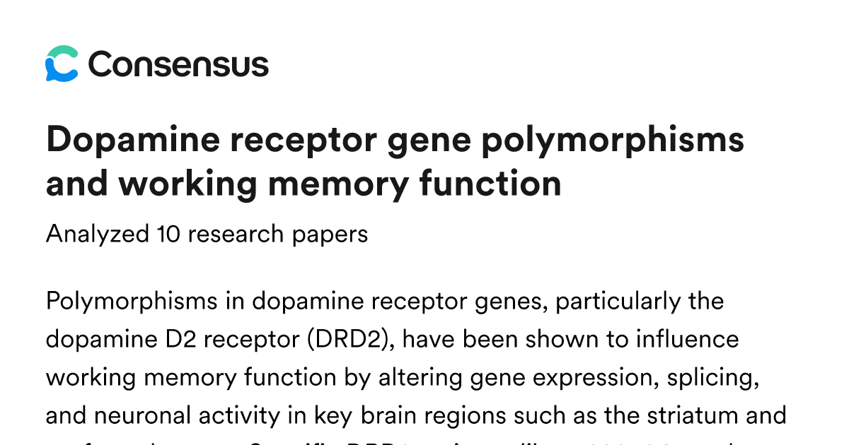 Dopamine receptor gene polymorphisms and working memory function ...