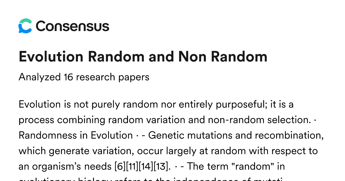 Evolution Random and Non Random - Consensus