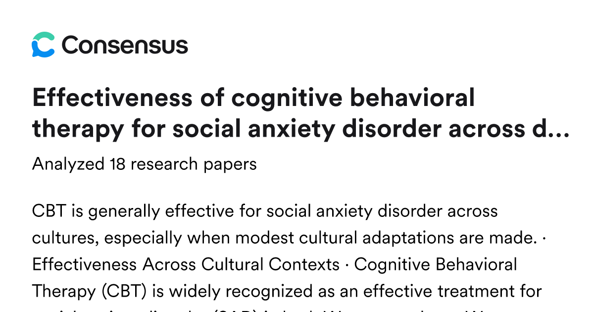Effectiveness of cognitive behavioral therapy for social anxiety ...