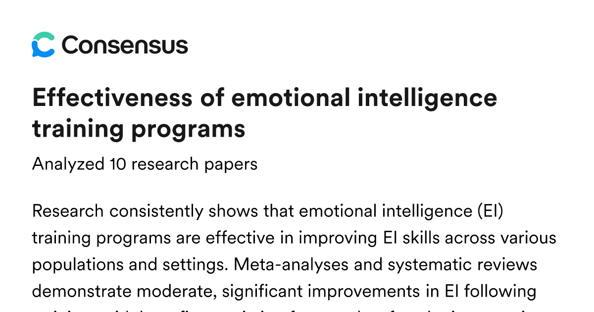 Effectiveness of emotional intelligence training programs - Consensus