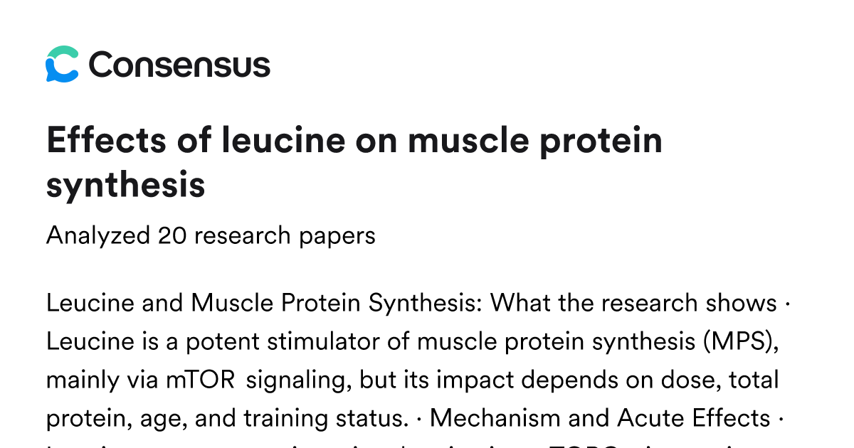 Effects of leucine on muscle protein synthesis - Consensus