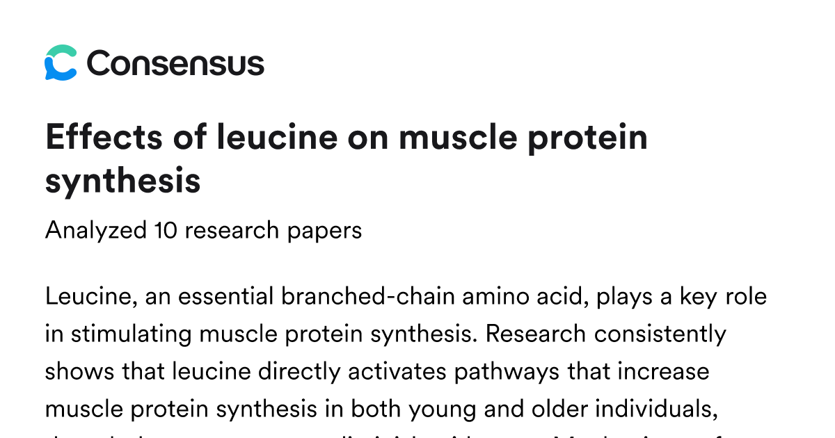 Effects of leucine on muscle protein synthesis - Consensus