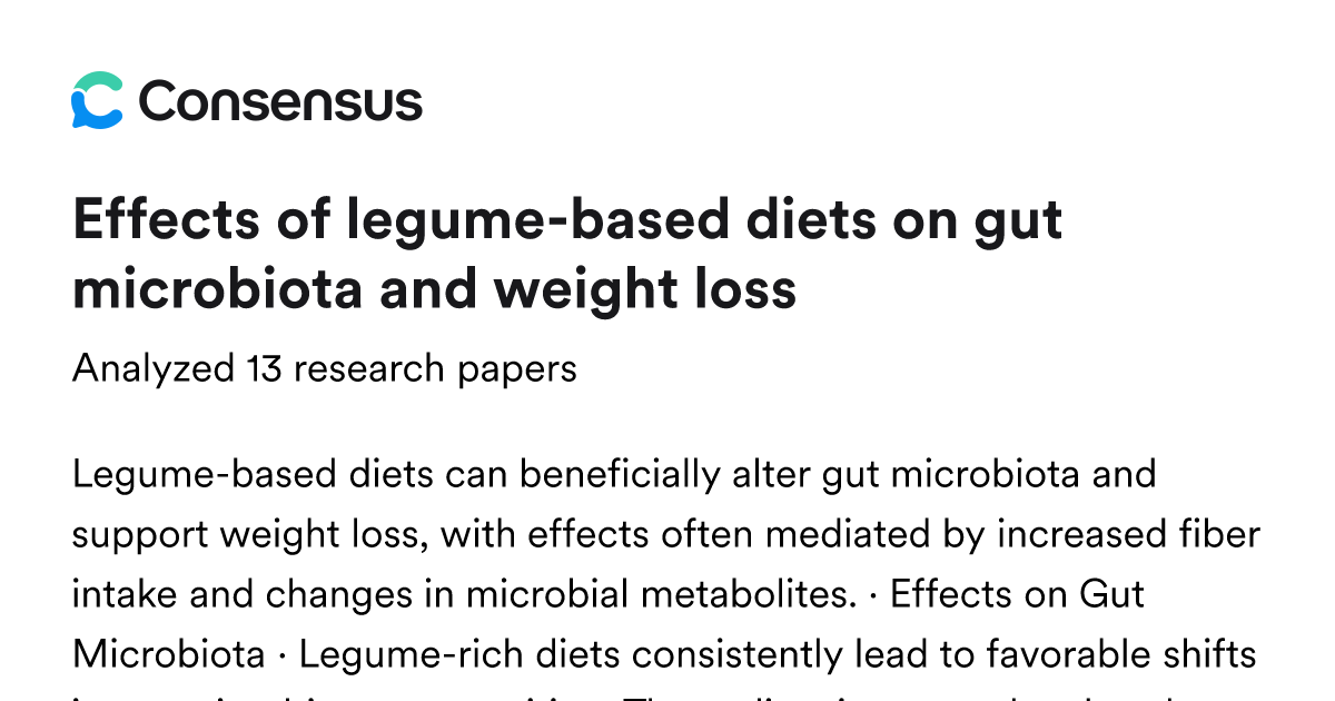 Effects of legume-based diets on gut microbiota and weight loss - Consensus