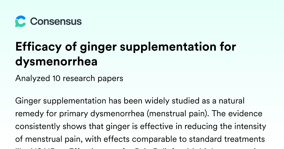 Efficacy of ginger supplementation for dysmenorrhea