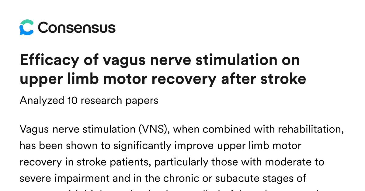 Efficacy of vagus nerve stimulation on upper limb motor recovery after ...