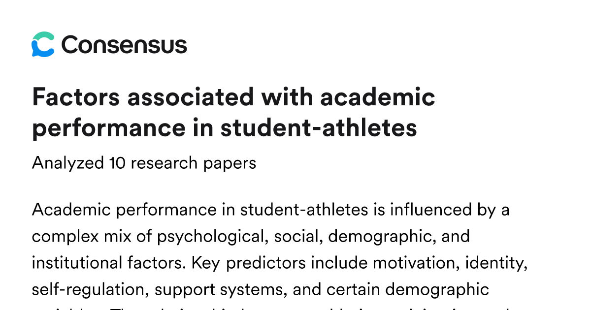 Factors associated with academic performance in student-athletes ...