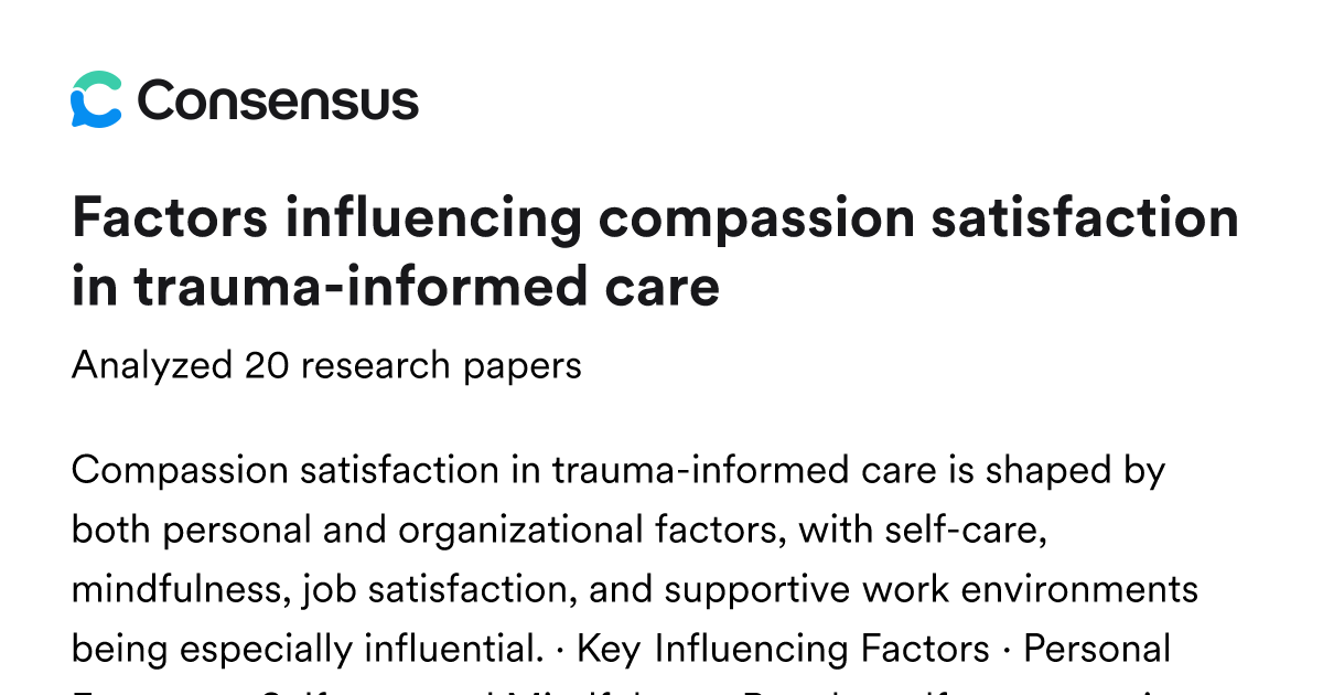 Factors influencing compassion satisfaction in trauma-informed care ...