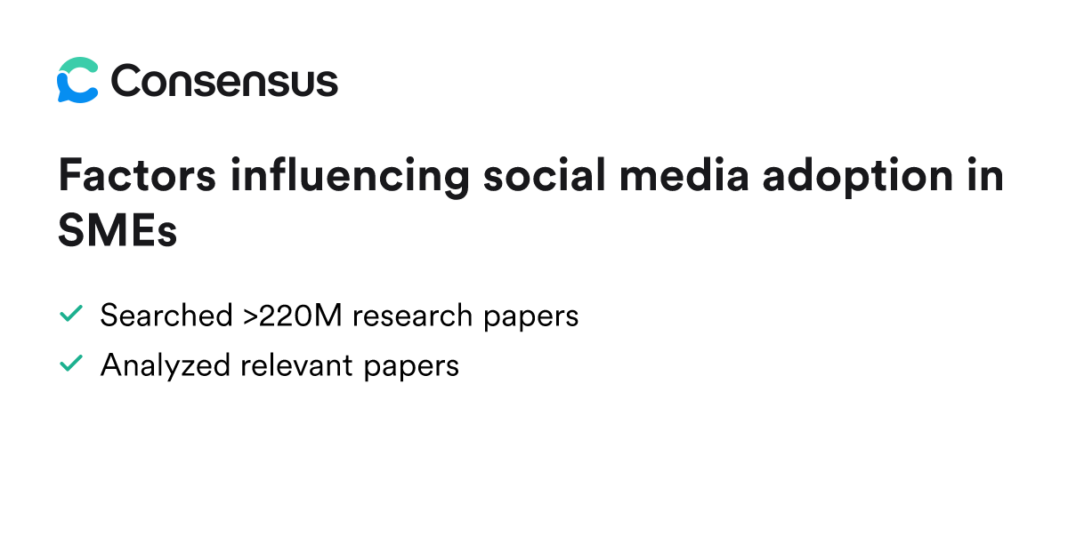 Factors influencing social media adoption in SMEs - Consensus