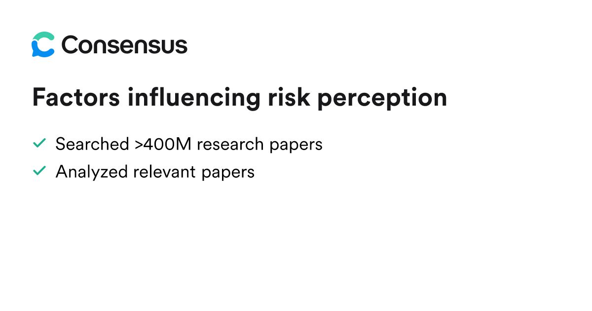Factors influencing risk perception - Consensus