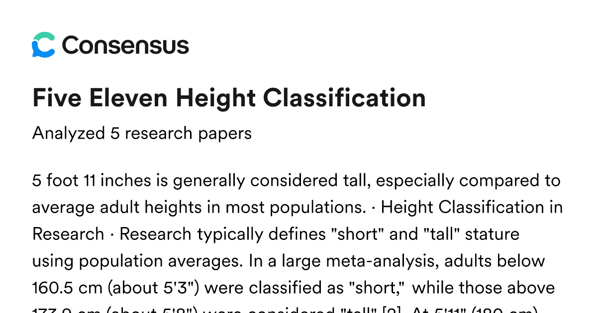 Five Eleven Height Classification - Consensus