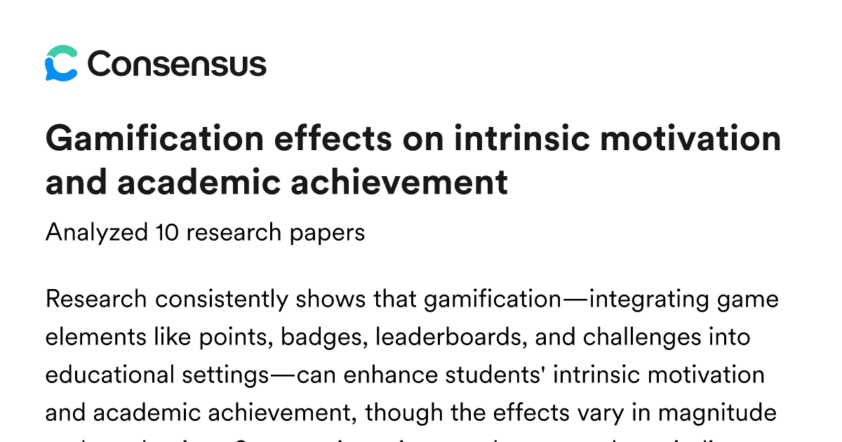Gamification effects on intrinsic motivation and academic achievement ...