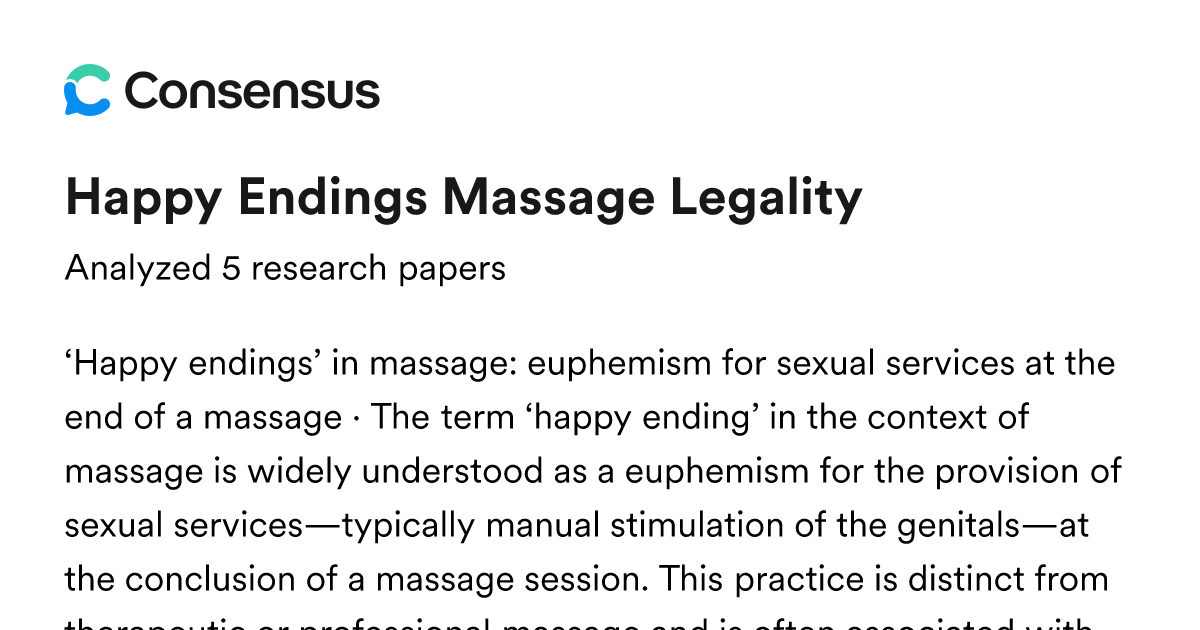 Happy Endings Massage Legality - Consensus
