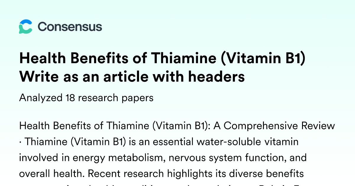 thiamine benefits