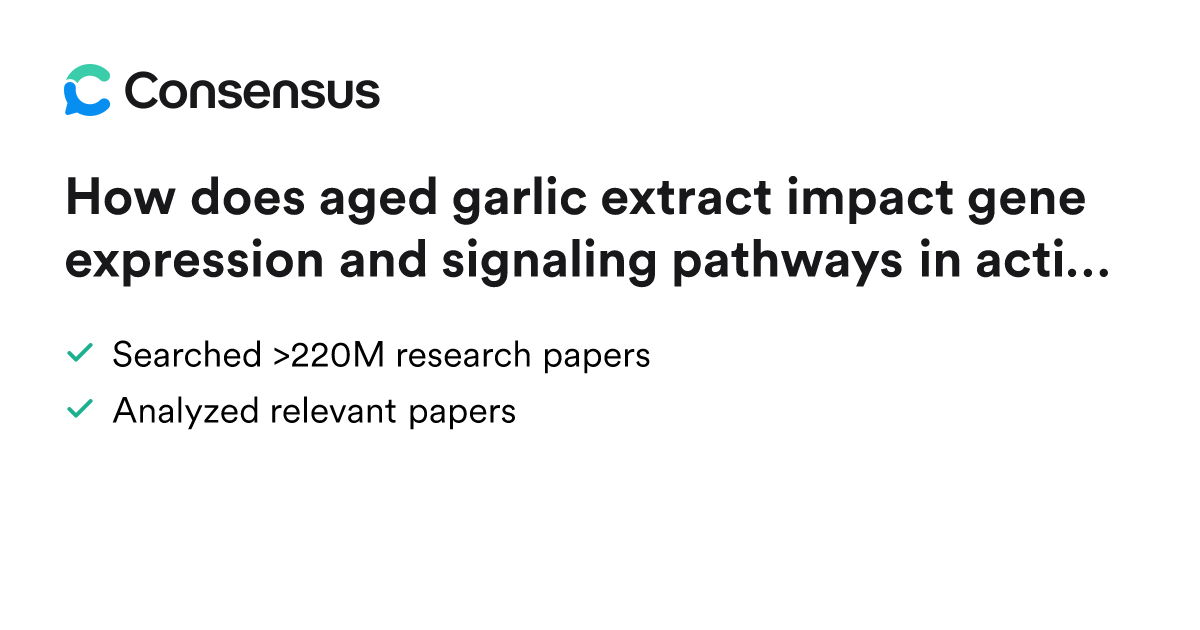 How does aged garlic extract impact gene expression and signaling ...