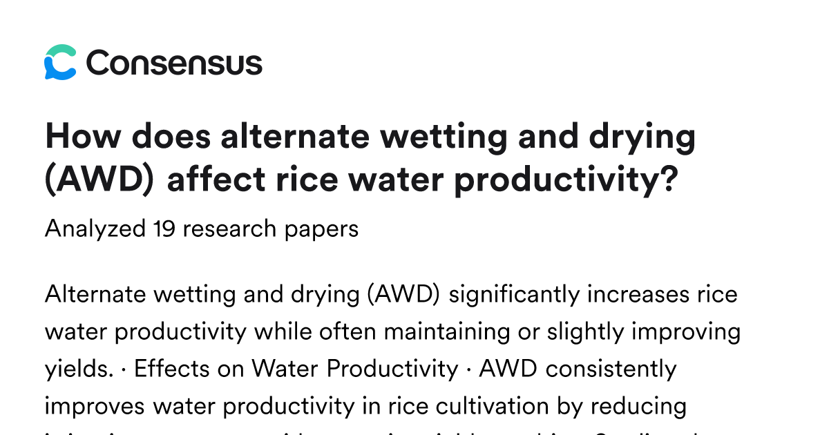 How does alternate wetting and drying (AWD) affect rice water ...