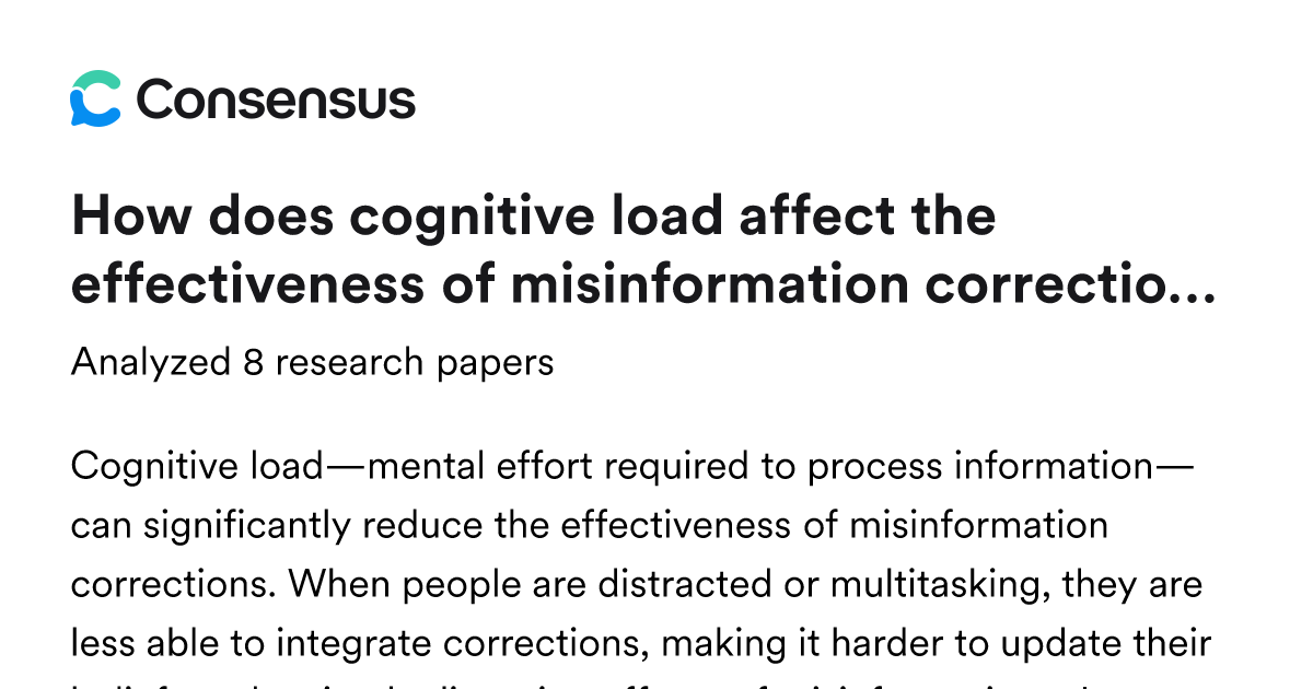 How does cognitive load affect the effectiveness of misinformation ...