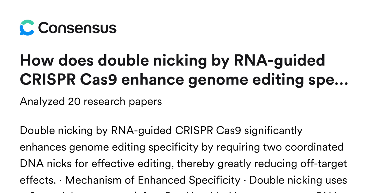 How does double nicking by RNA-guided CRISPR Cas9 enhance genome ...