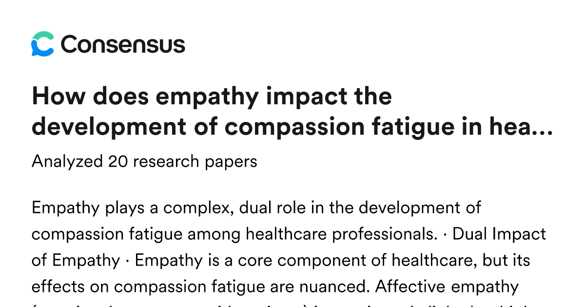 How does empathy impact the development of compassion fatigue in ...