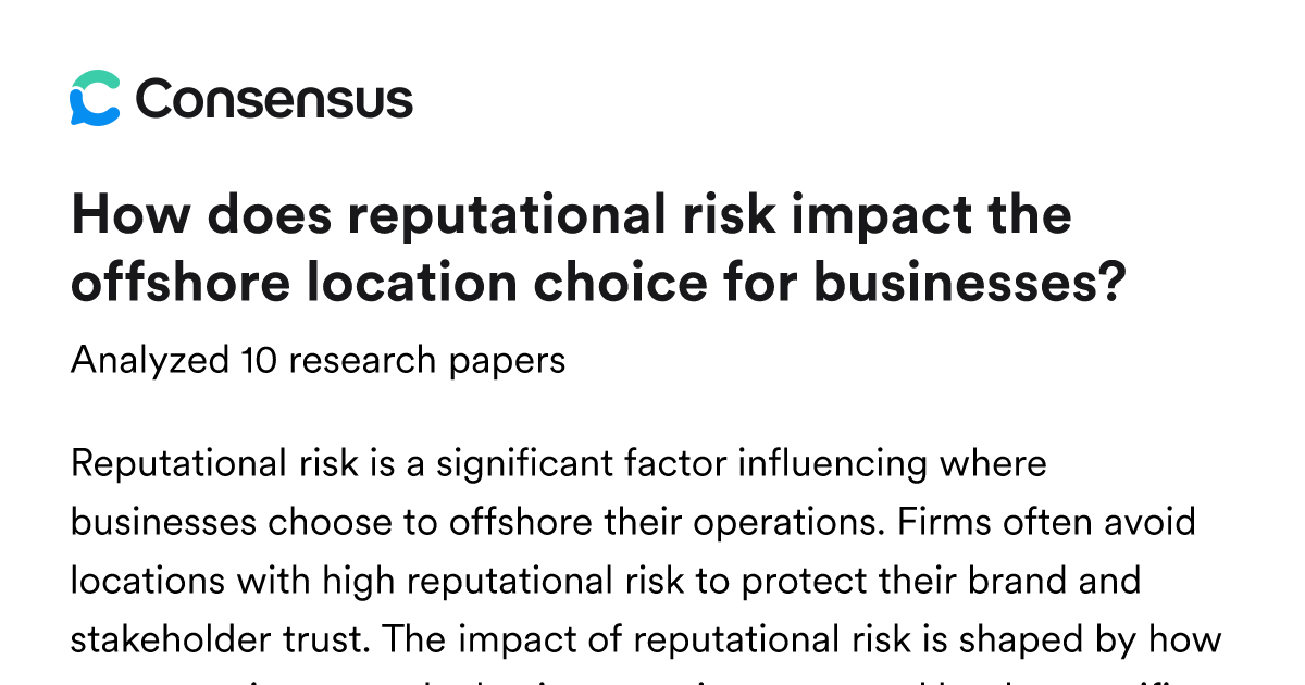 How does reputational risk impact the offshore location choice for ...
