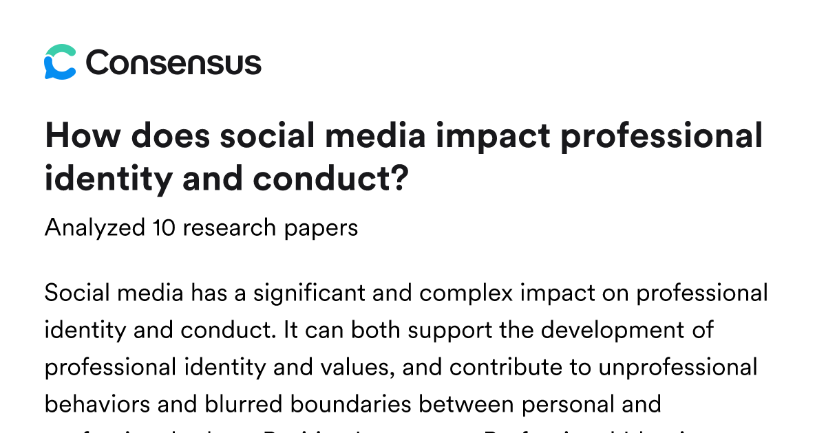 How does social media impact professional identity and conduct? - Consensus