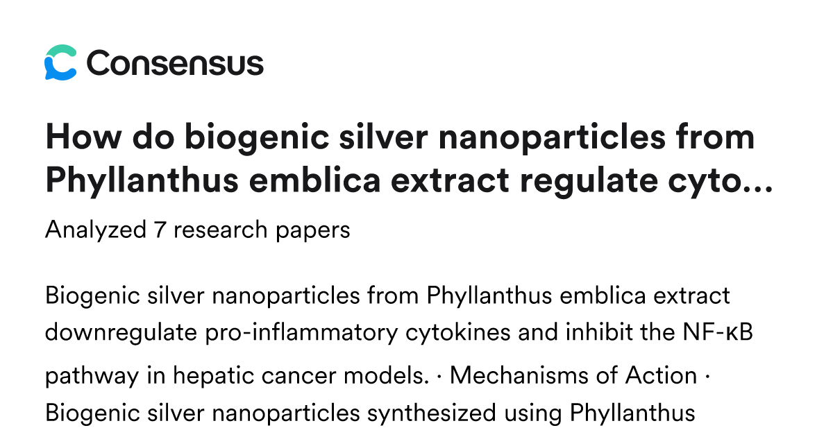 How do biogenic silver nanoparticles from Phyllanthus emblica extract ...