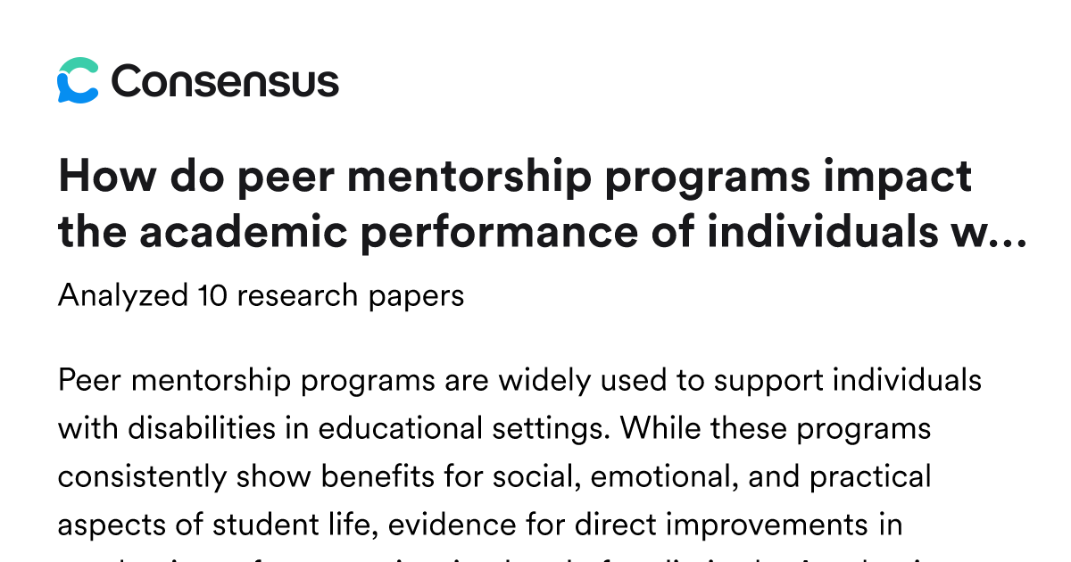 How do peer mentorship programs impact the academic performance of ...
