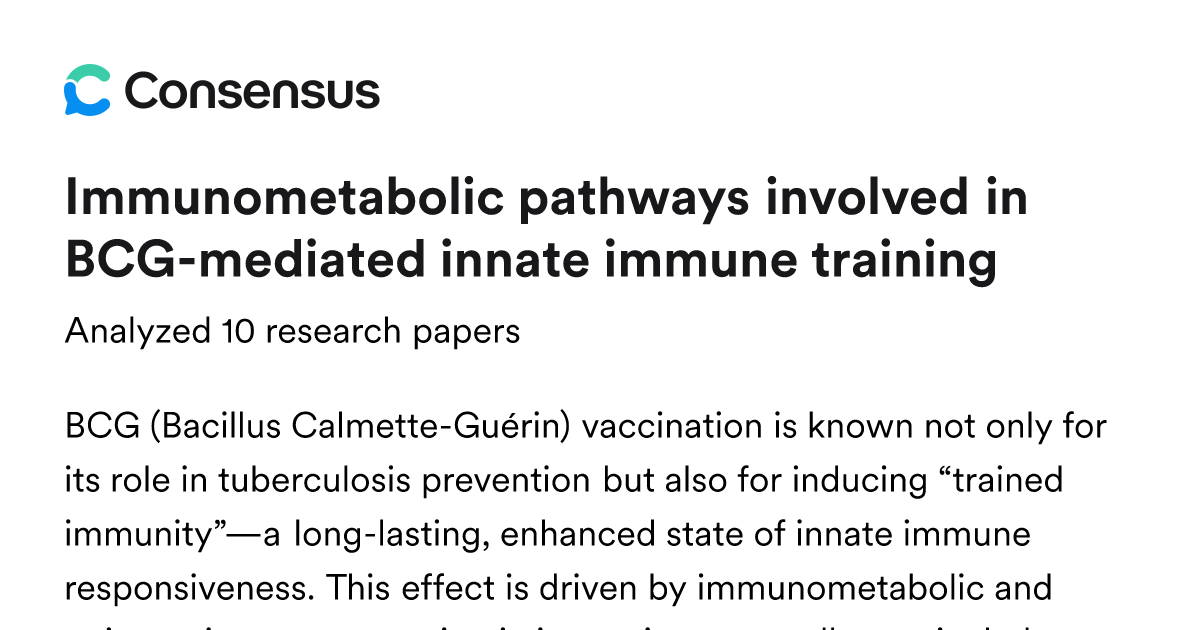 Immunometabolic pathways involved in BCG-mediated innate immune ...