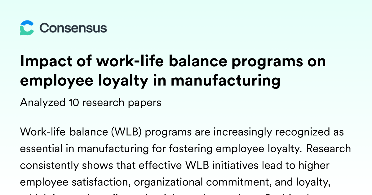 Impact of work-life balance programs on employee loyalty in ...