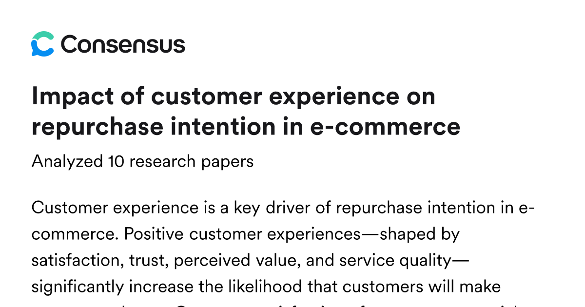 Impact of customer experience on repurchase intention in e-commerce ...