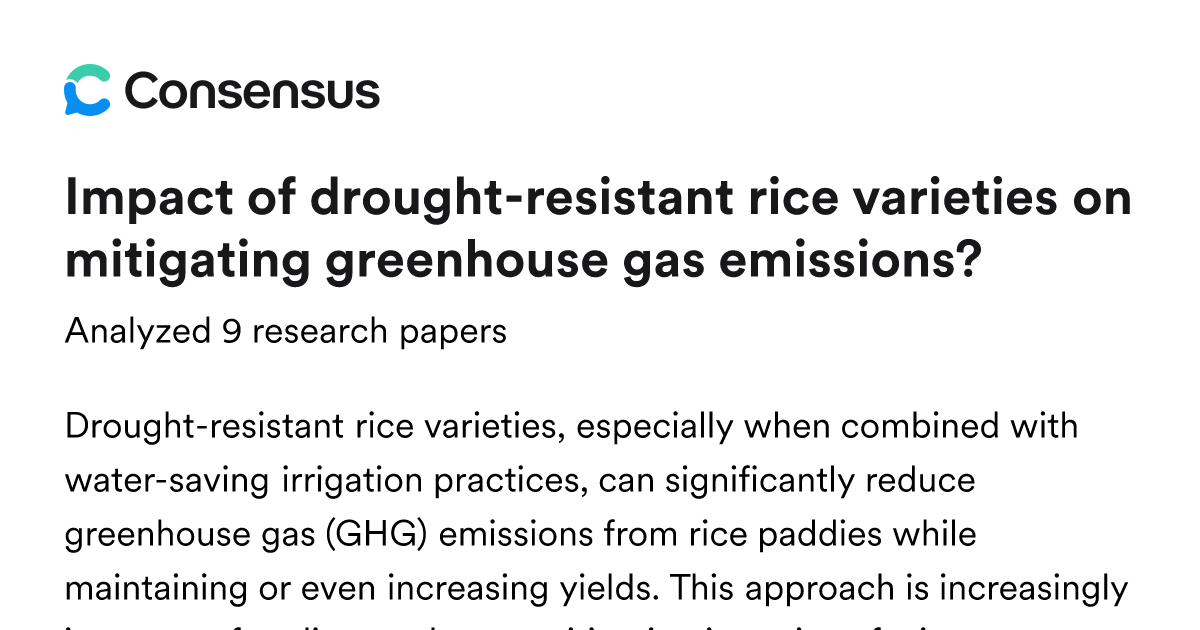 Impact of drought-resistant rice varieties on mitigating greenhouse gas ...