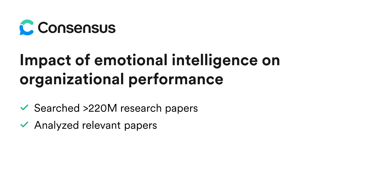 Impact of emotional intelligence on organizational performance - Consensus