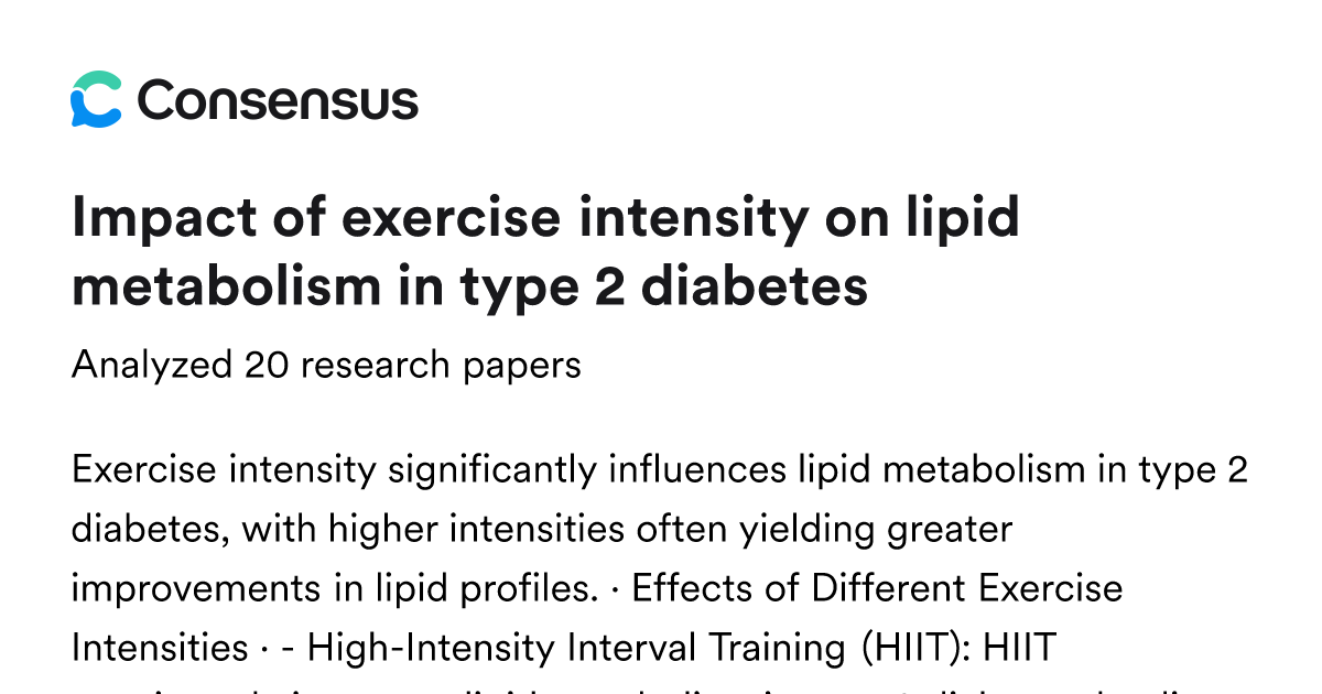 Impact of exercise intensity on lipid metabolism in type 2 diabetes ...